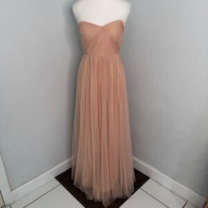 Jenny Yoo Annabelle Tulle Gown Blush Pink Strapless Sweetheart Maxi Dress Womens